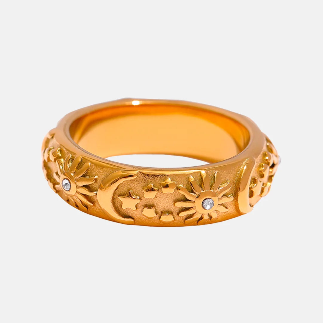 Anel Sol e Lua com Zircônia