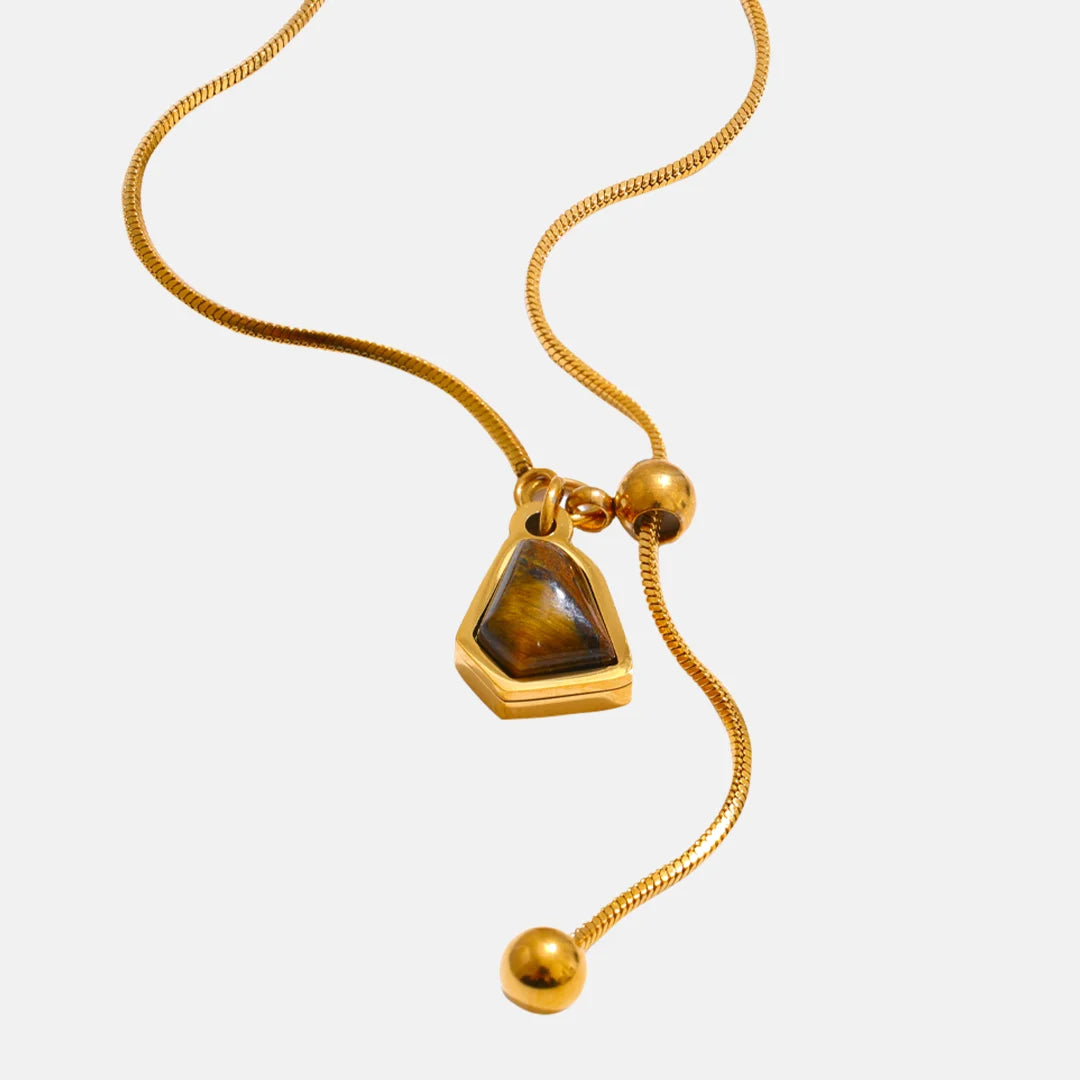 Colar Feminino com Pingente Pedra de Tigre Natural