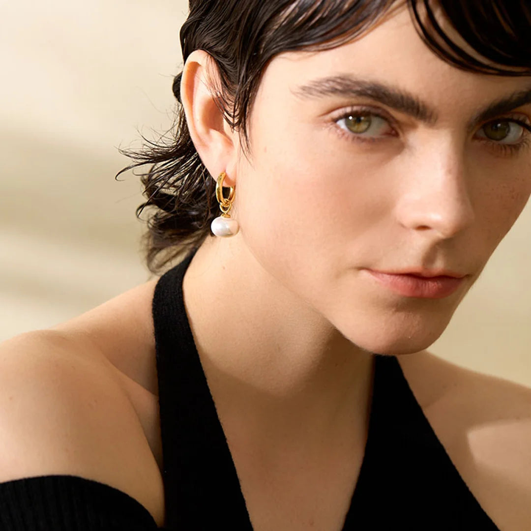 Brinco Feminino Argola com Pérola