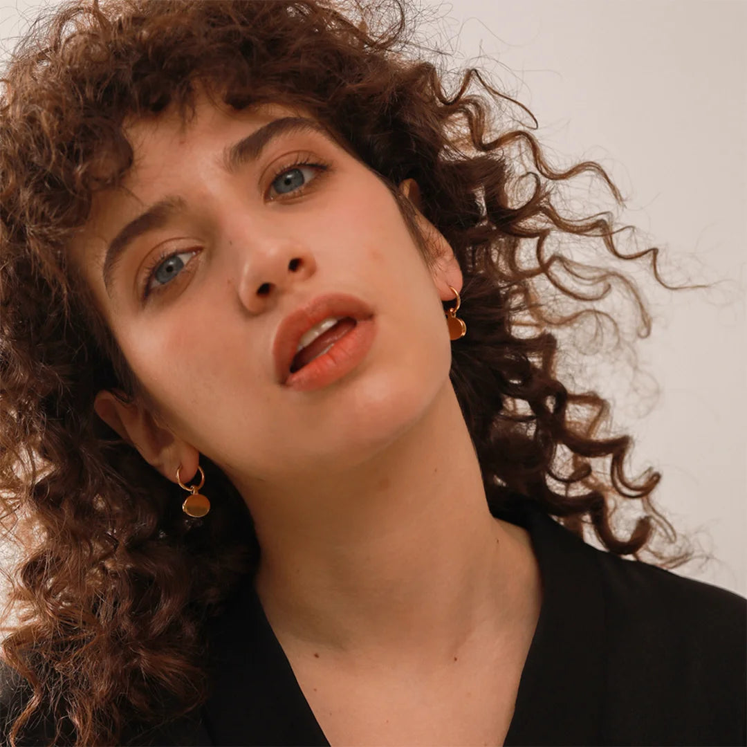 Brinco Feminino Argola com Pedra Natural