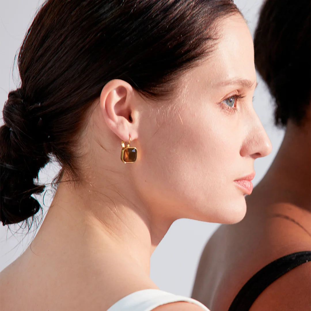 Brinco Feminino Argola com Pedra Preciosa