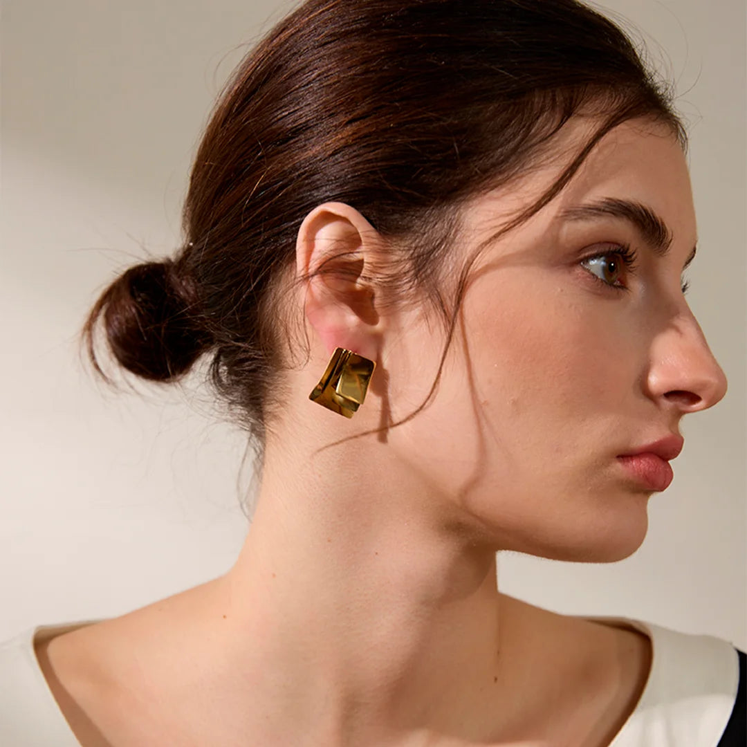 Brinco Feminino Quadrado com Camadas