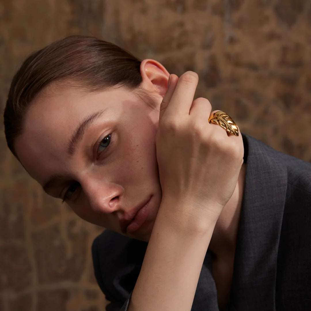 Anel Feminino Folha Tropical