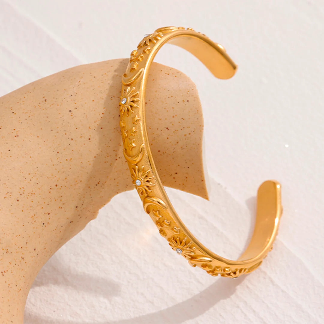 Pulseira Feminina Sol e Lua com Zircônia