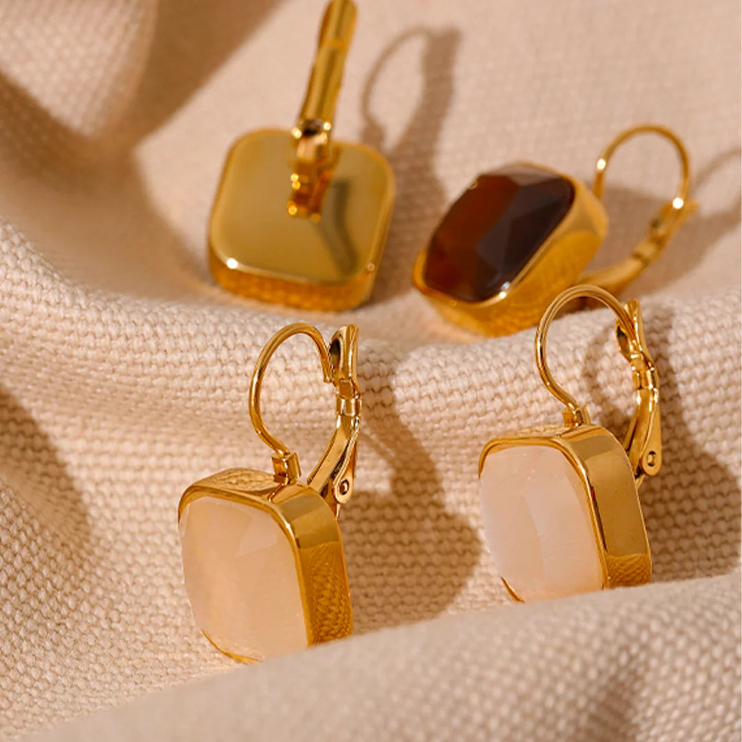 Brinco Feminino Argola com Pedra Preciosa