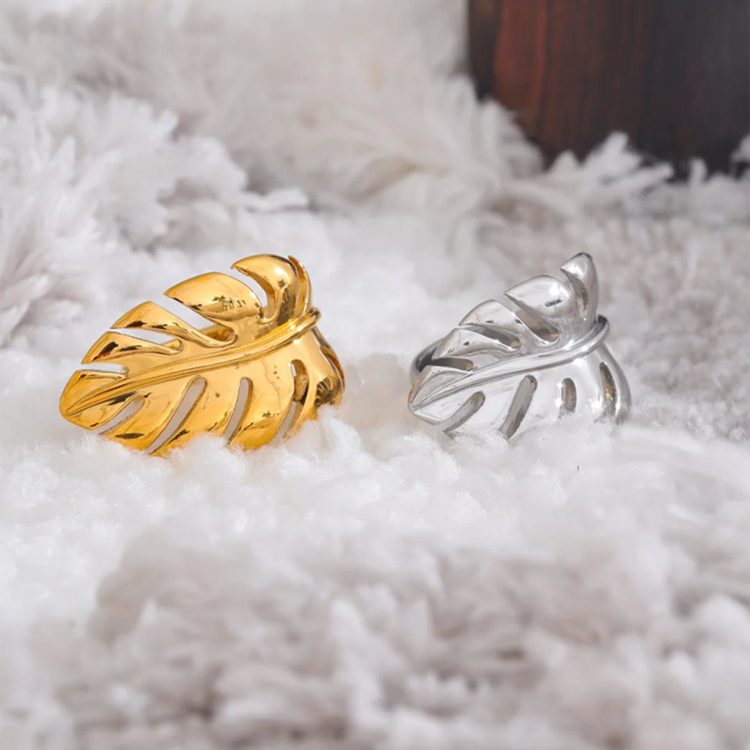 Anel Feminino Folha Tropical