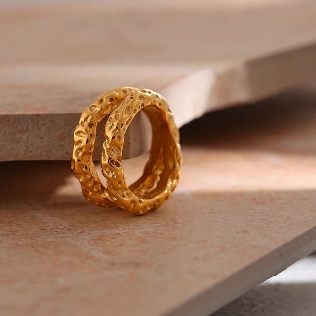 Anel Feminino Duplo Texturizado