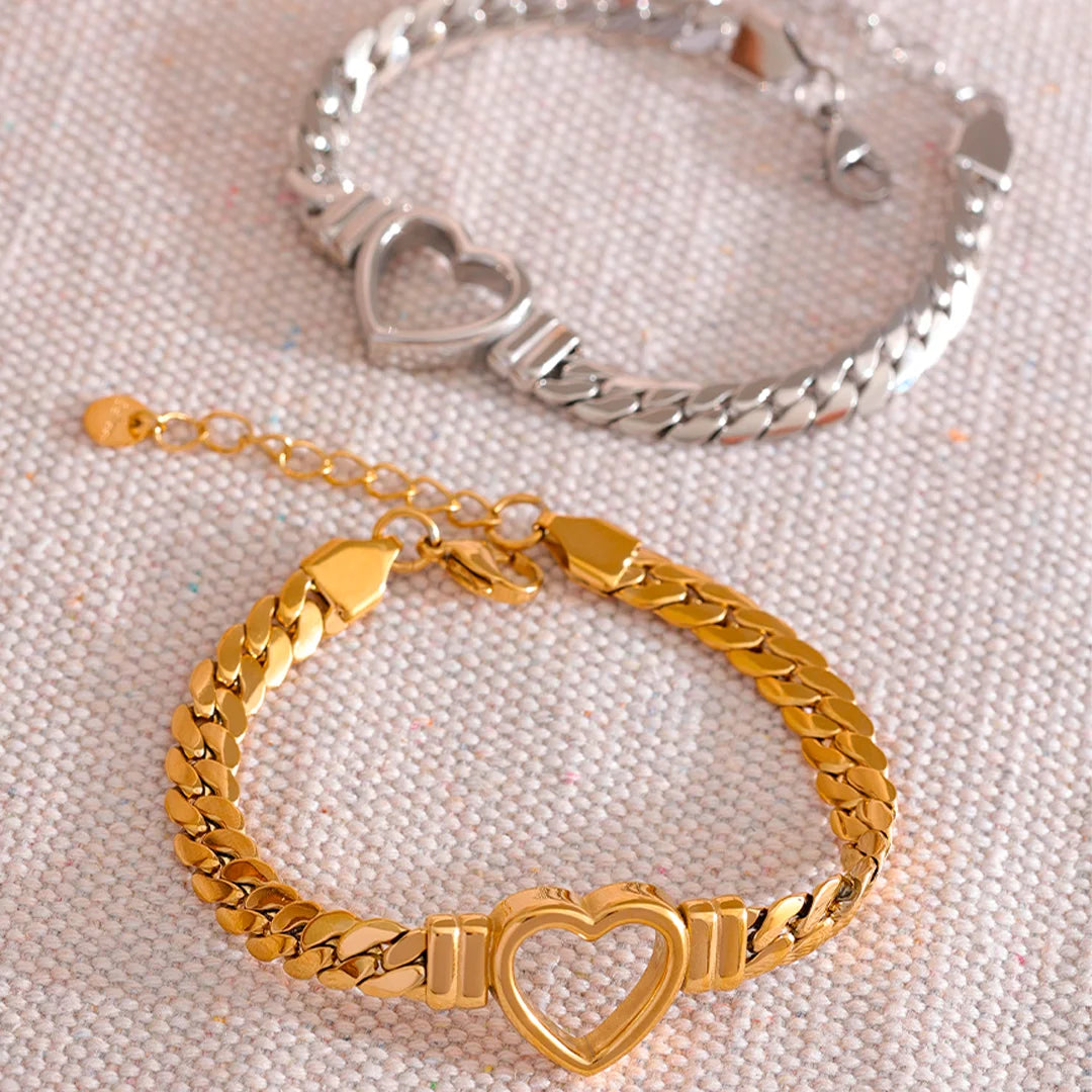 Pulseira Feminina Coração Vazado