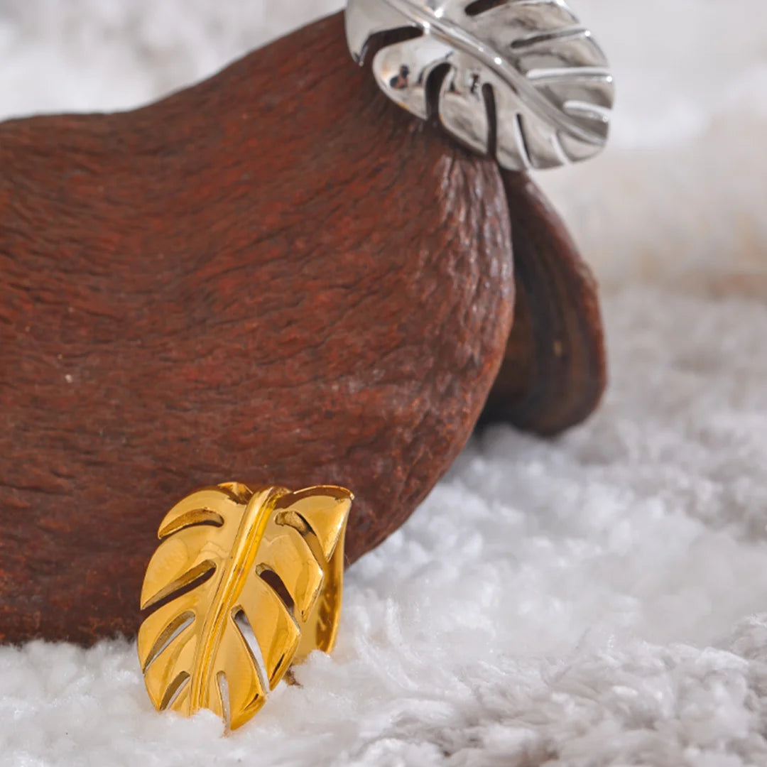 Anel Feminino Folha Tropical