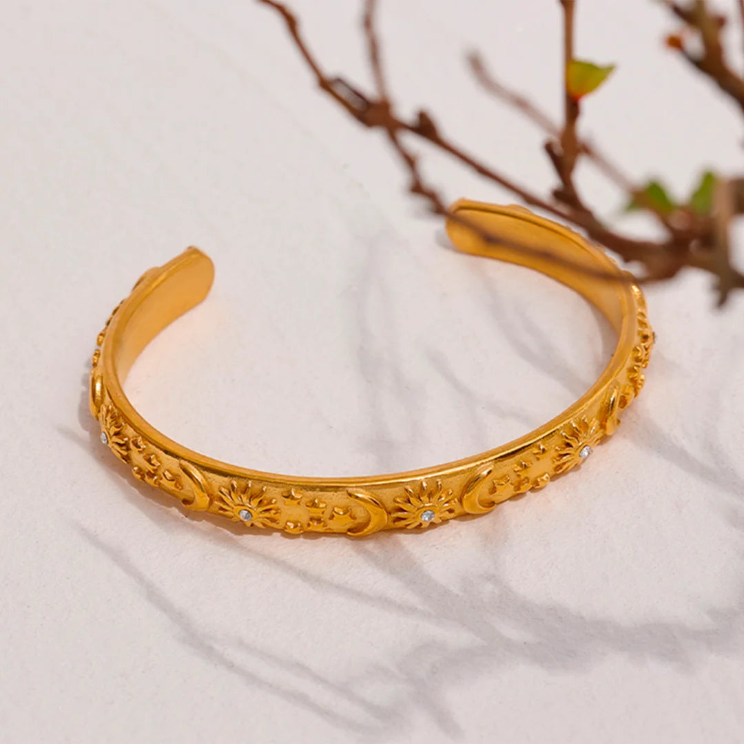 Pulseira Feminina Sol e Lua com Zircônia