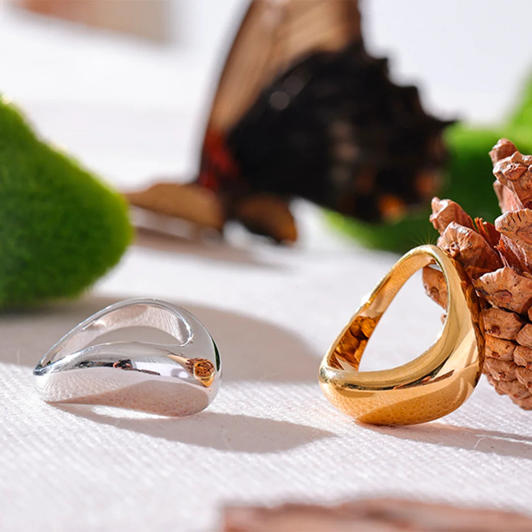 Anel Feminino Geométrico Liso