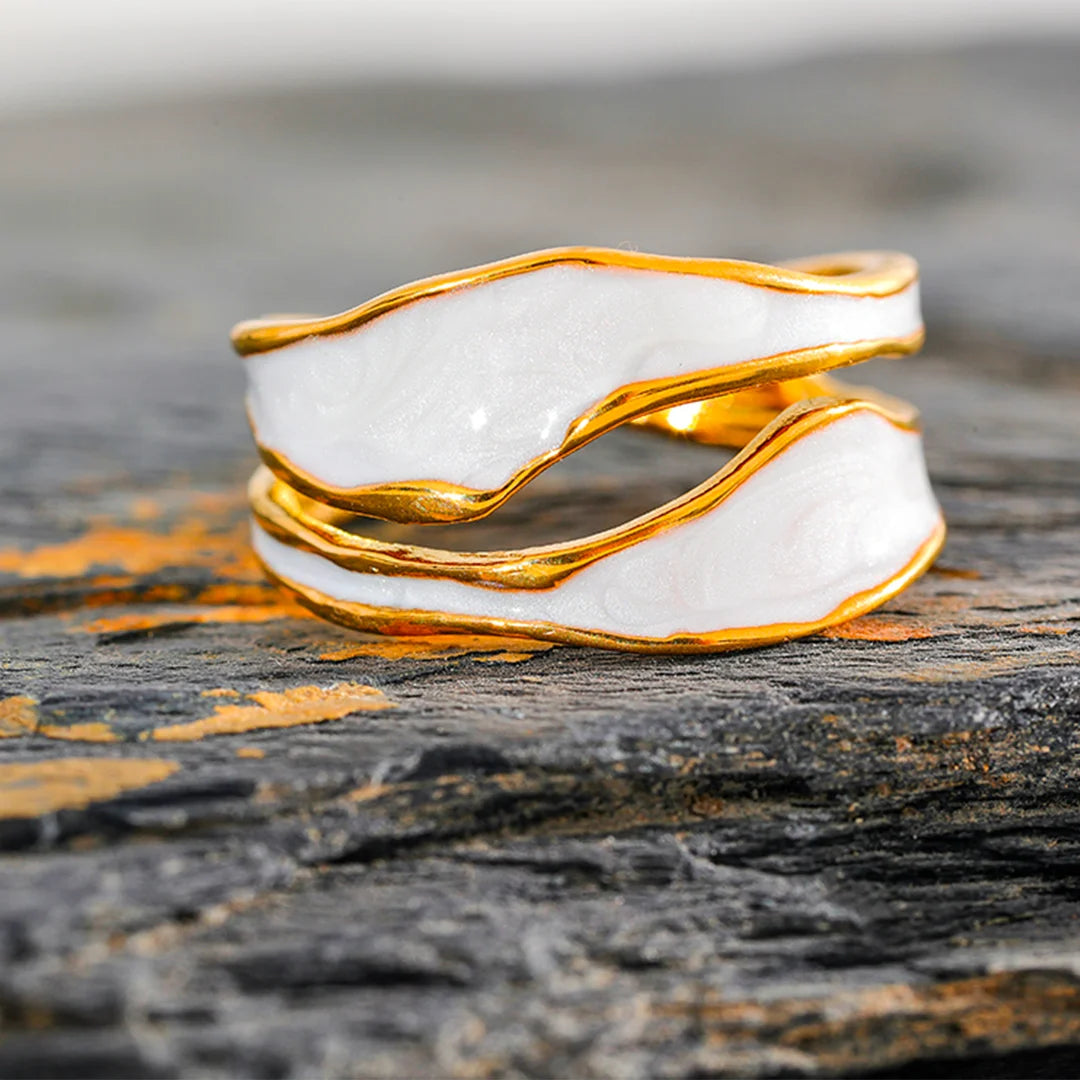 Anel Feminino Geométrico Esmaltado