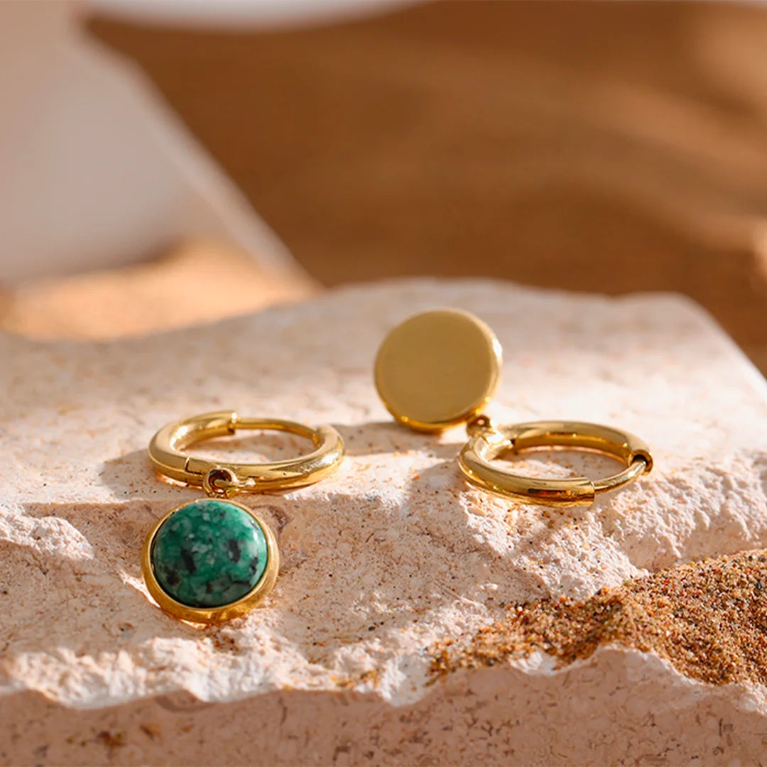 Brinco Feminino Argola com Pedra de Hijau