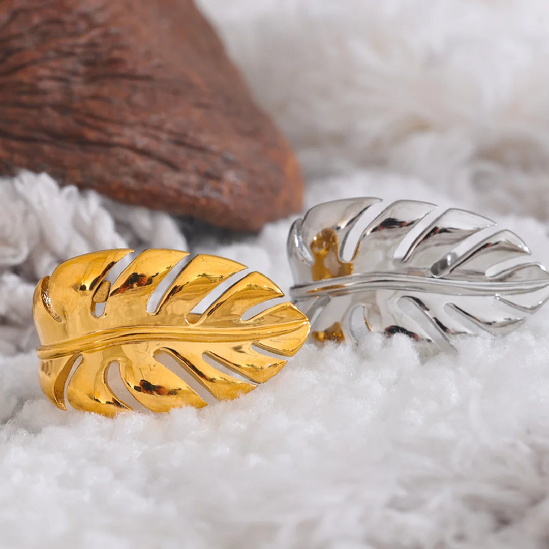 Anel Feminino Folha Tropical