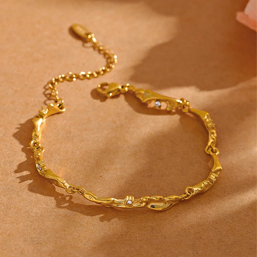 Pulseira Feminina Ondas com Zircônia