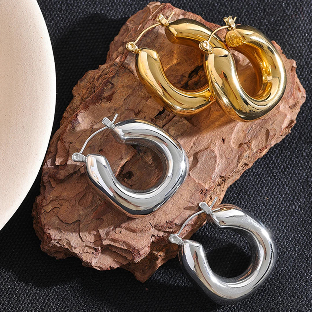 Brinco Feminino Argola Geométrico Redondo