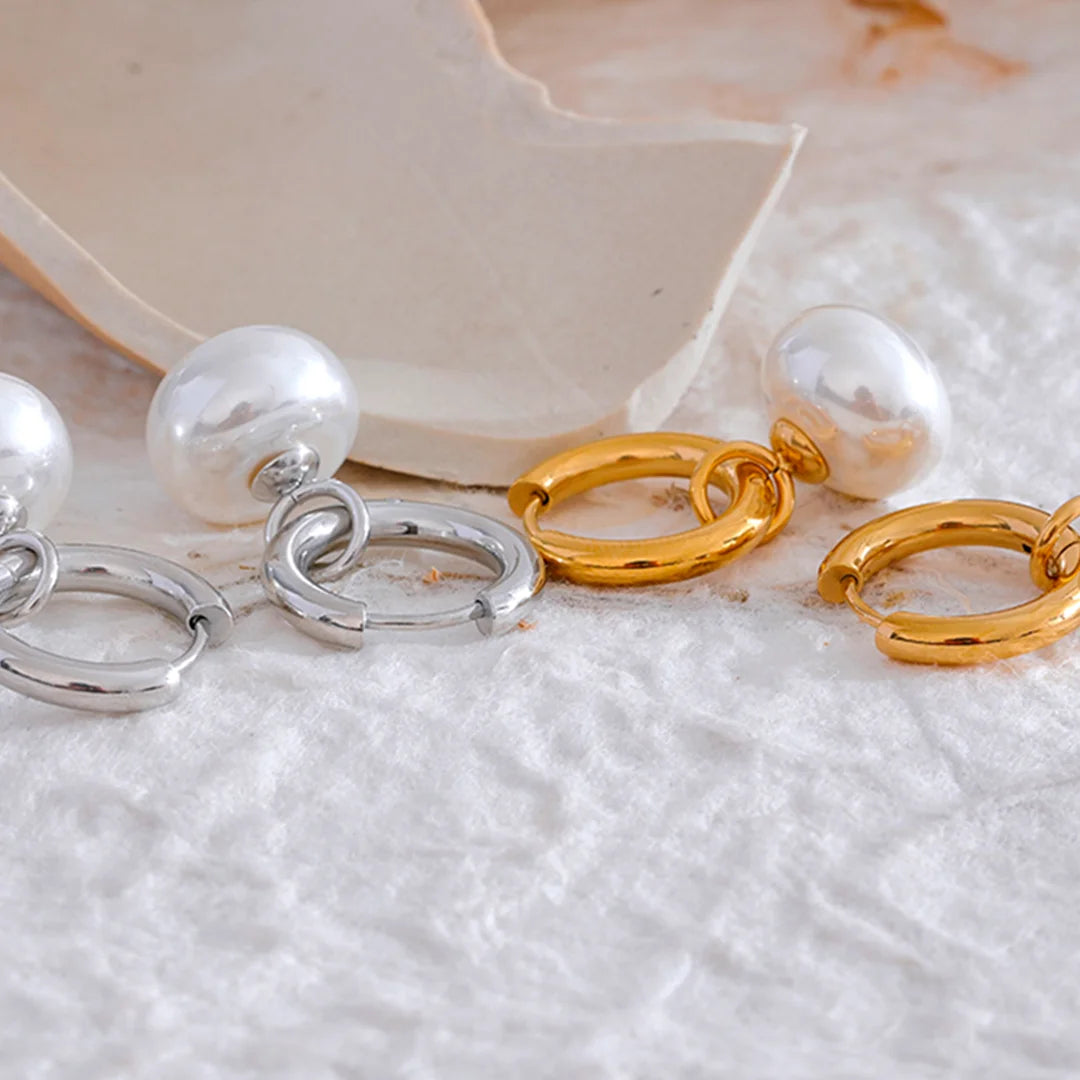 Brinco Feminino Argola com Pérola