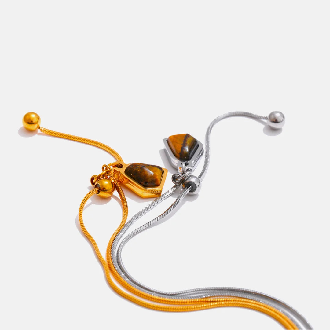 Colar Feminino com Pingente Pedra de Tigre Natural