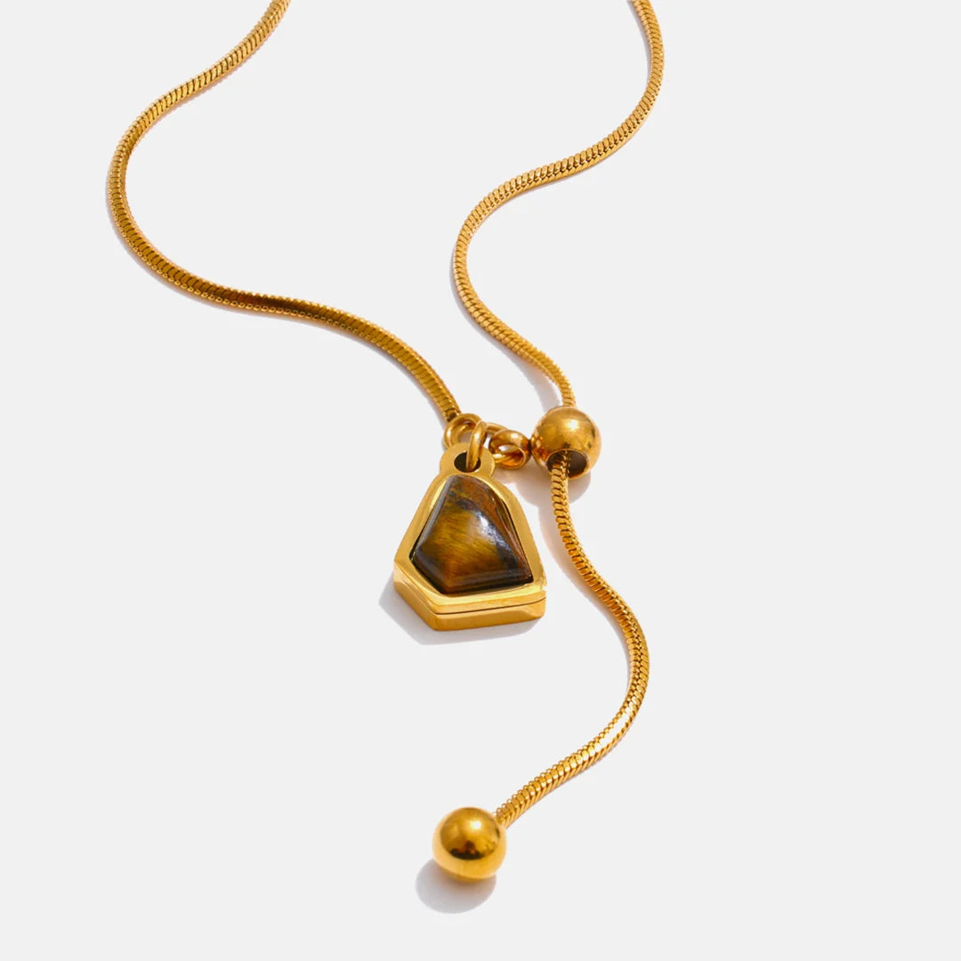 Colar Feminino com Pingente Pedra de Tigre Natural