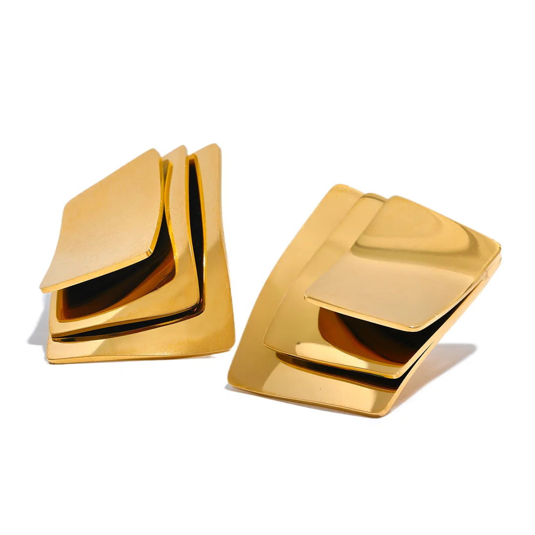 Brinco Feminino Quadrado com Camadas