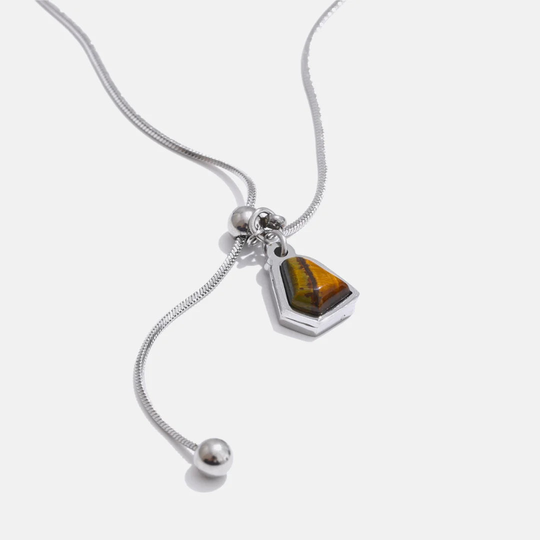 Colar Feminino com Pingente Pedra de Tigre Natural