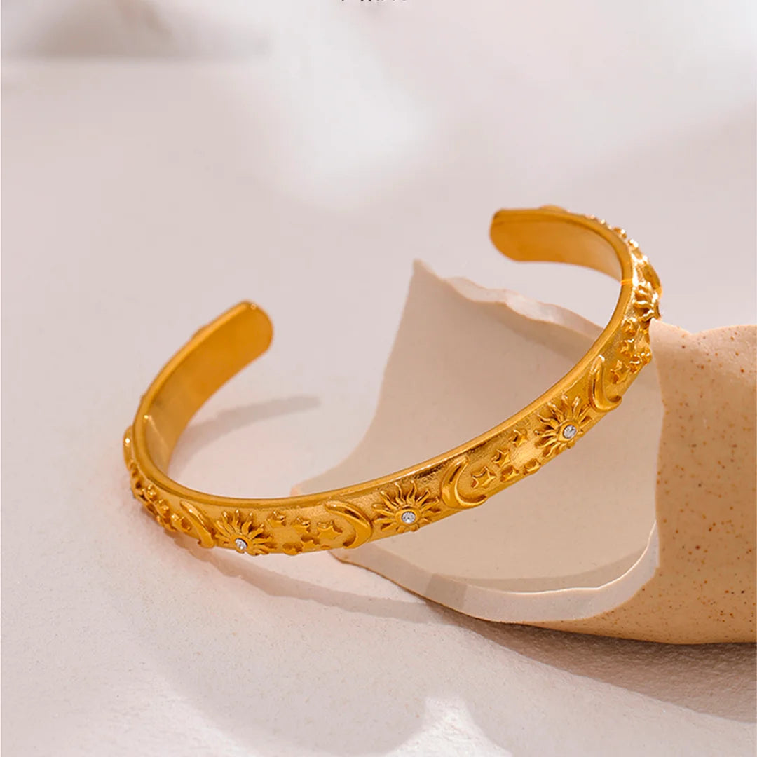 Pulseira Feminina Sol e Lua com Zircônia