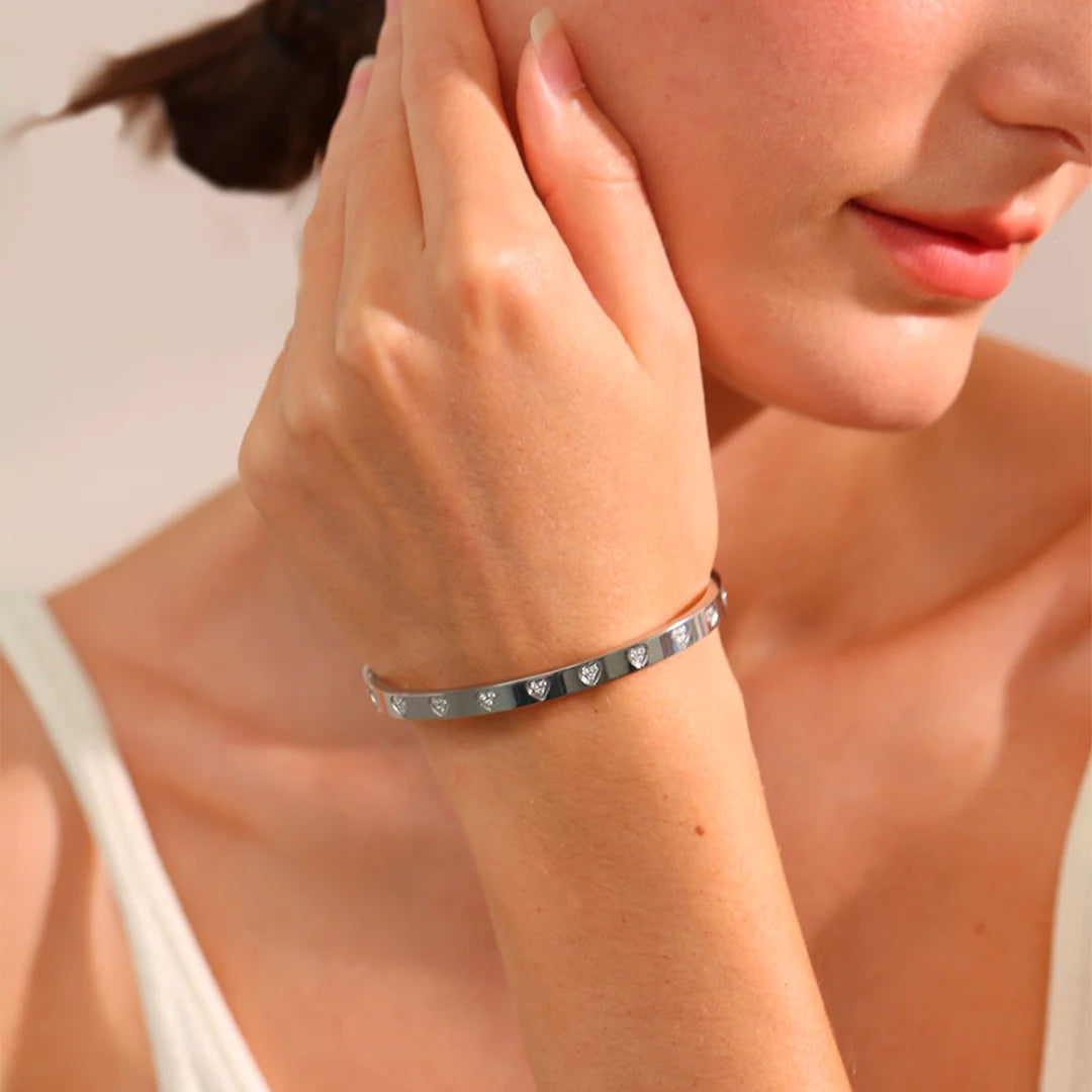 Pulseira Feminina Coração de Zircônia