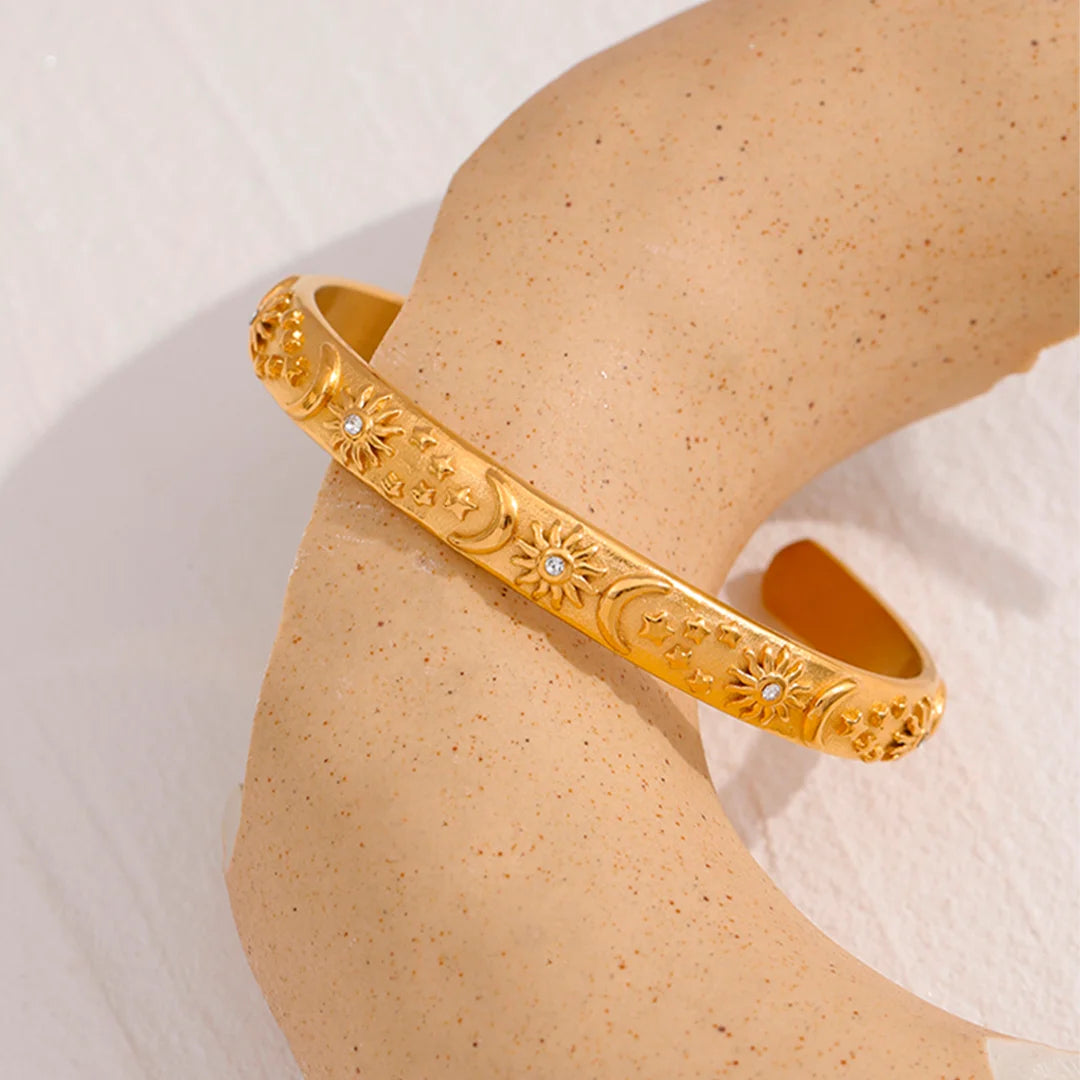 Pulseira Feminina Sol e Lua com Zircônia