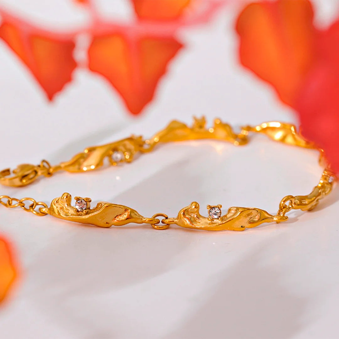 Pulseira Feminina Ondas com Zircônia
