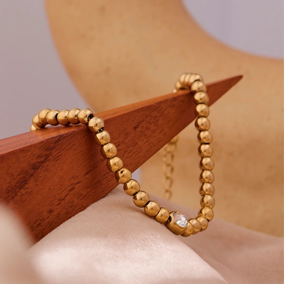 Pulseira Feminina Esferas com Zircônia Central