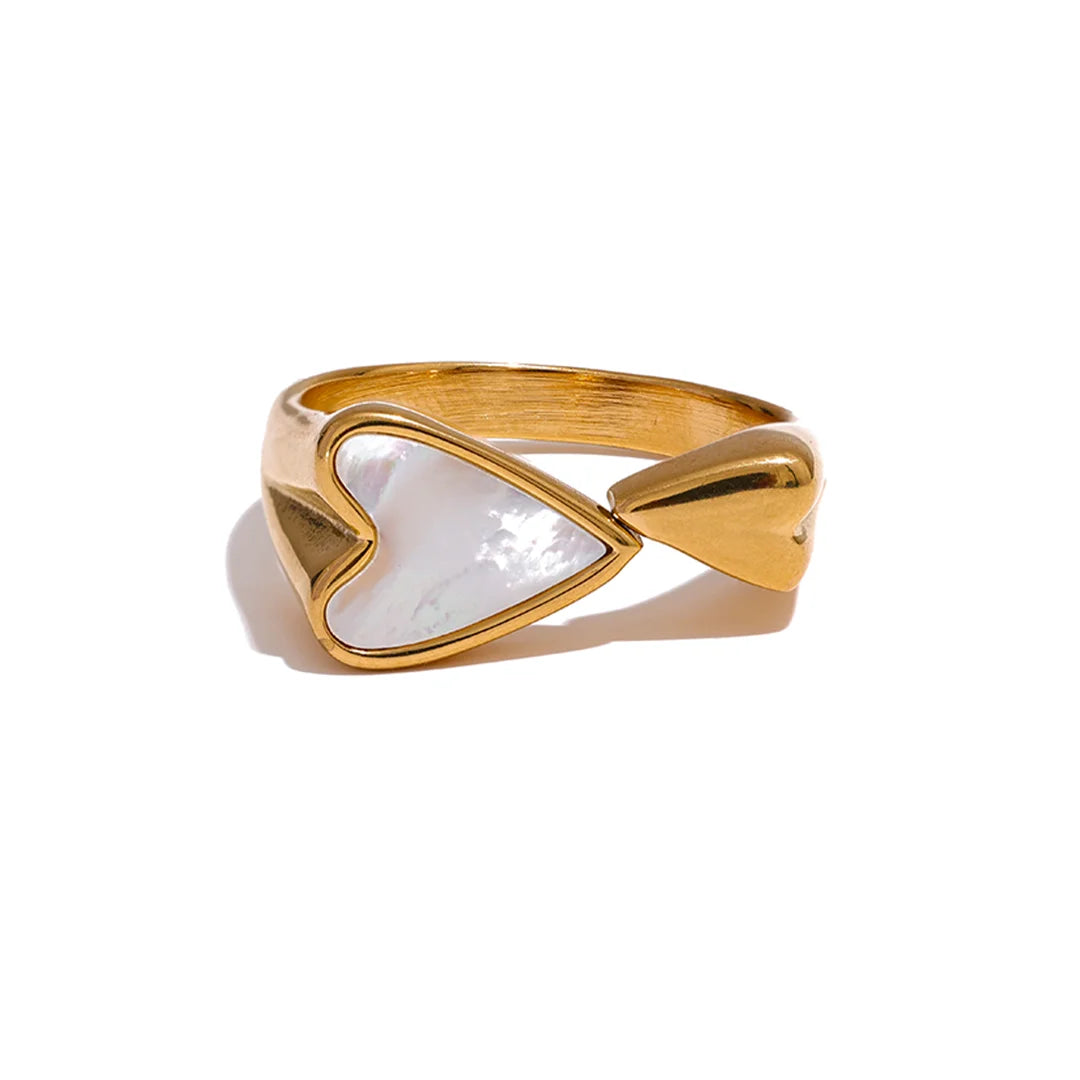 Anel Feminino Coração Duplo com Zircônia