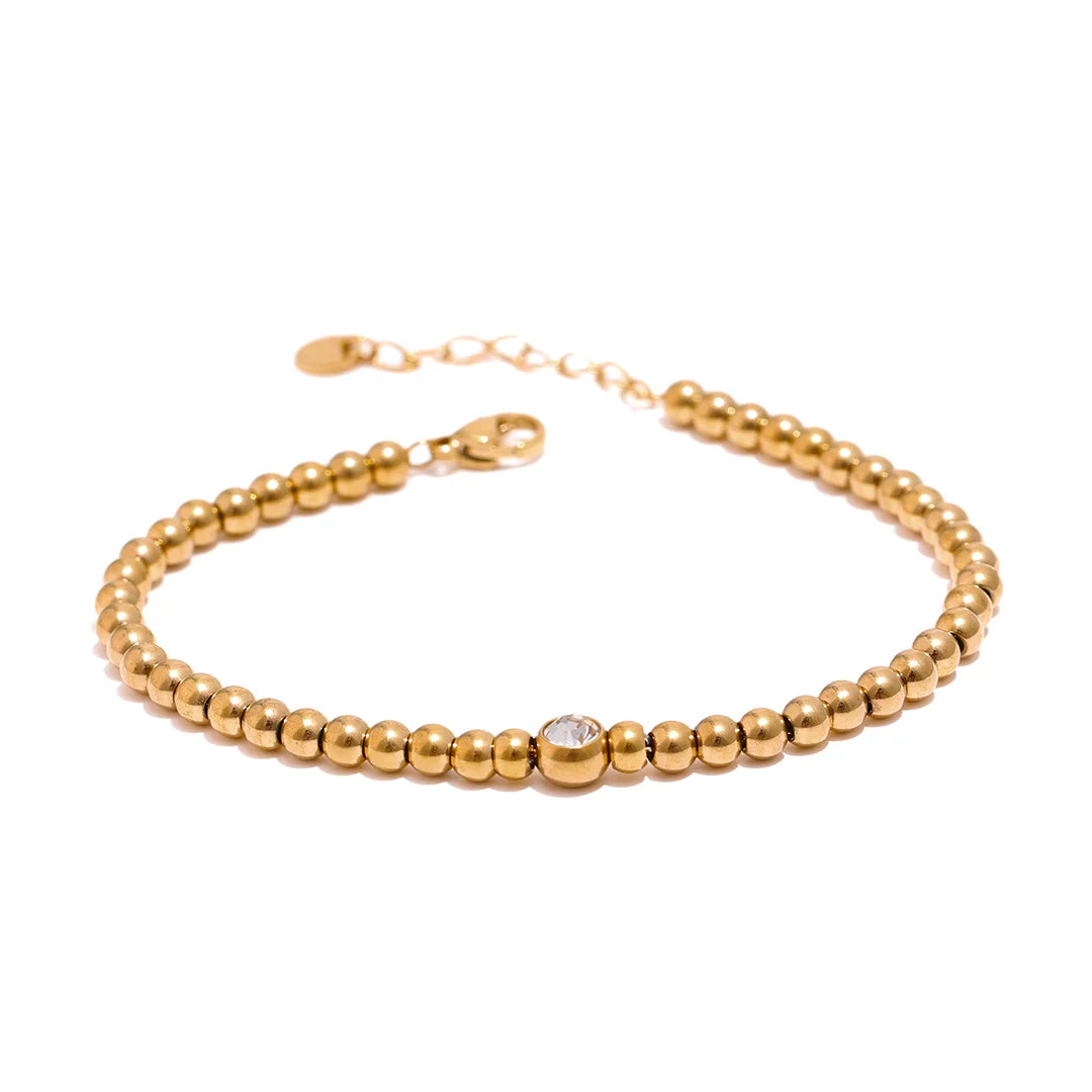 Pulseira Feminina Esferas com Zircônia Central