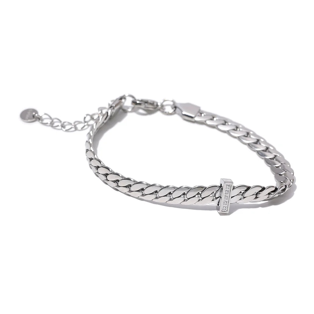 Pulseira Feminina Folhas com Zircônia Central